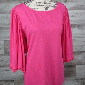 DG2* Women's 1/2 Flare Tassel-Ball Sleeve‎ Crew Neck Pullover Blouse~ Size 1X